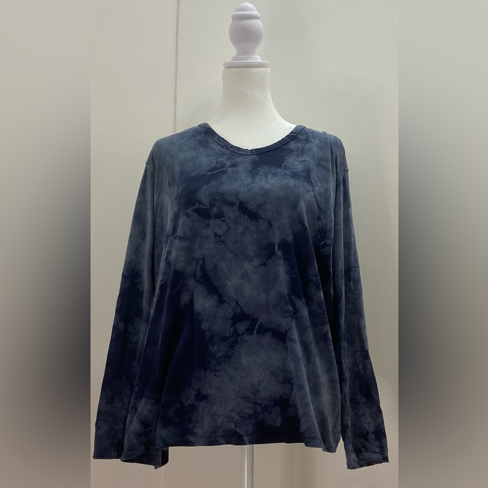 Johnny Was Navy Tie-Dye Long Sleeve Top